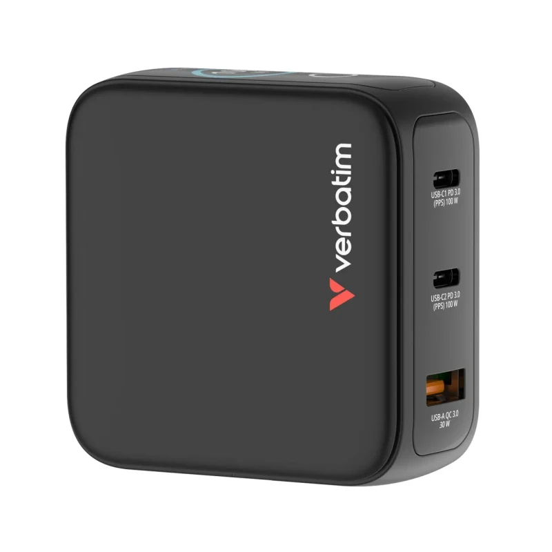 Incarcator USB Verbatim Mini GaN Charger with Display 100W 3
