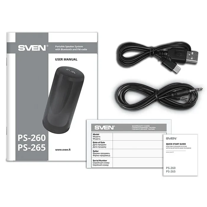 Boxe Portabile Bluetooth SVEN PS-265 White / 10W RMS / TWS / RGB 12 lighting modes with Night Light / FM tuner / USB & microSD / White 9