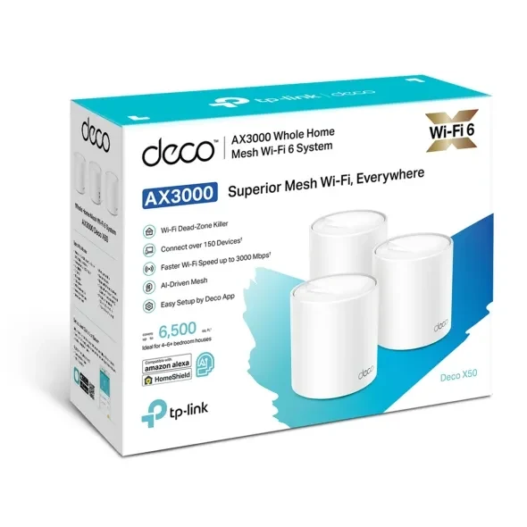 Mesh Wi-Fi 6 System TP-LINK Deco X50 (3-pack) / AX3000 Dual Band /  3 LAN/WAN Gigabit Port 3