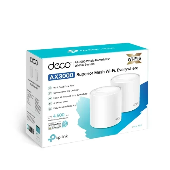 Mesh Wi-Fi 6 System TP-LINK Deco X50 (2-pack) / AX3000 Dual Band /  3 LAN/WAN Gigabit Port 3
