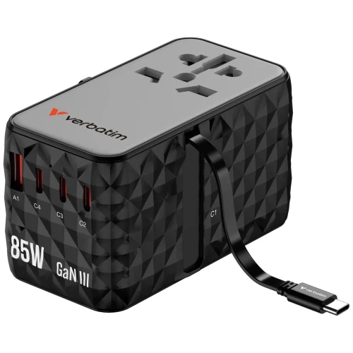Adaptor universal de calatorie Verbatim GaN III  / 85W