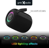 Boxa portabila Gembird SPK-BT-LED-05-BK/ 8W / Bluetooth / microSD / USB / 1200 mAh 5