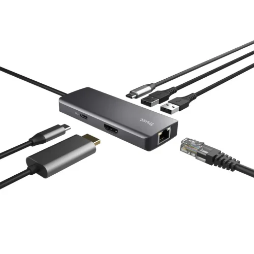 Adaptor Multiport Trust Dalyx/ USB-C/ 2xUSB-A/ 2xUSB-C/ HDMI/ RJ45/ SD