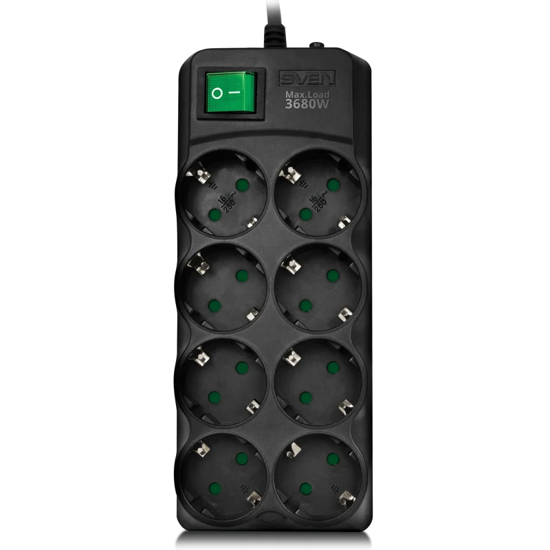 Surge Protector SVEN SF-08E / 8 Sockets / 5,0m / Black 2