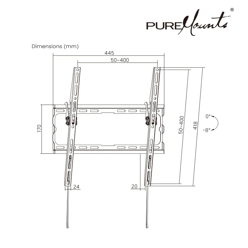 Suport TV de perete pentru 26-70”  PureMounts BT410 3