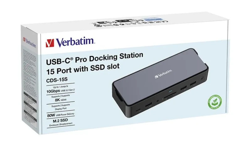 Doc-Station Verbatim USB-C Pro CDS-15S wtih M.2 NVMe slot, 15 ports 8