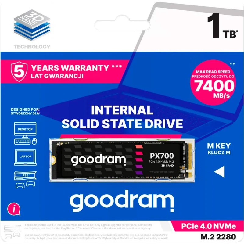 M.2 NVMe SSD GOODRAM PX700 / 1.0TB / 3D NAND TLC 2