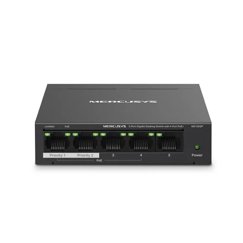 Switch MERCUSYS MS105GP / 5 port / Gigabit / RJ45 / PoE / metal case