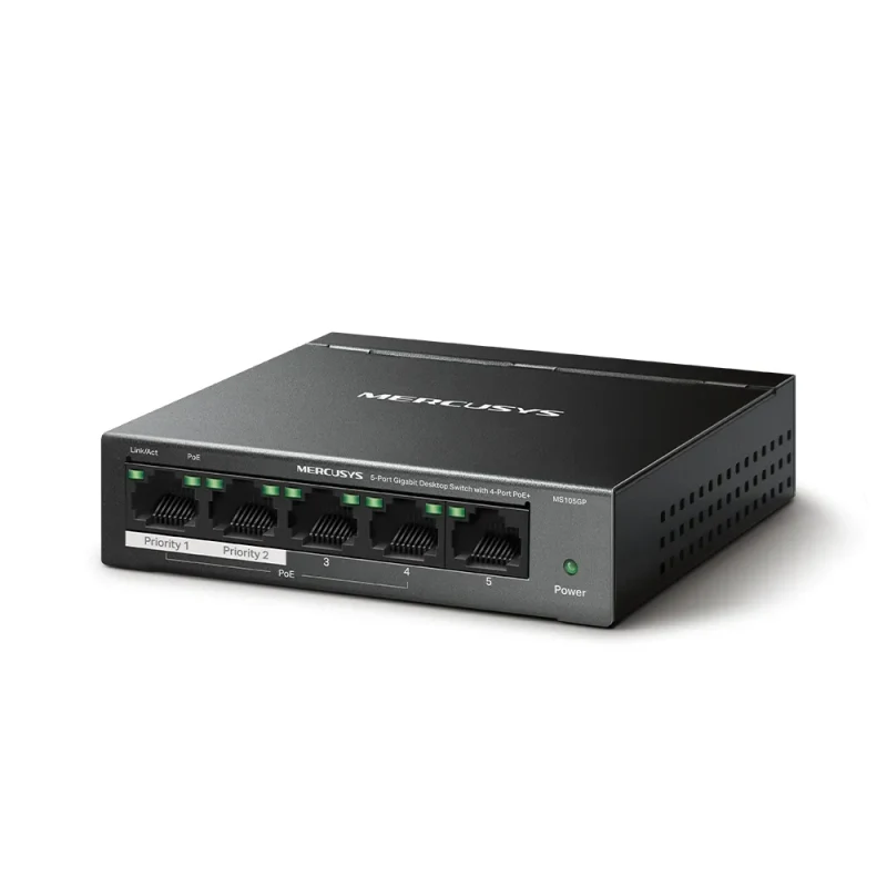 Switch MERCUSYS MS105GP / 5 port / Gigabit / RJ45 / PoE / metal case 2