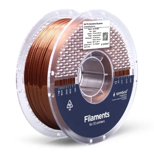 Gembird TPU flexible filament, Copper, High elasticity Thermoplastic Polyurethane, 1.75mm, 1kg