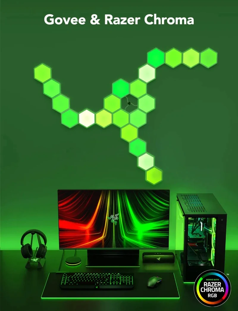 Panouri LED hexagonale GOVEE Glide Hexa Light Panels / 10 Pack / Wi-Fi + BT / Multicolor 5