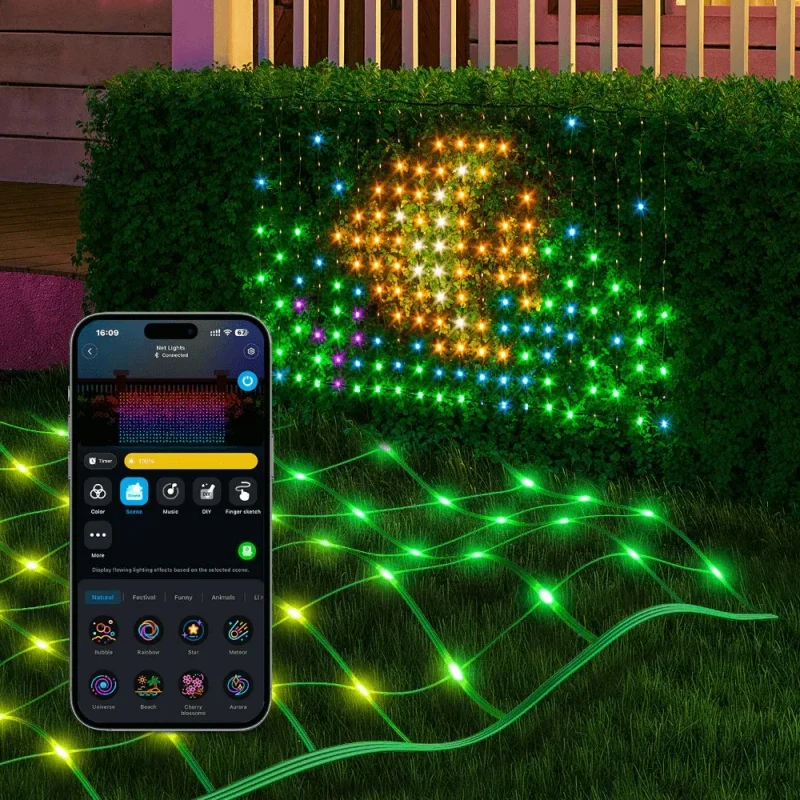 Plasa cu lumini de exterior GOVEE RGBIC Net Lights 1.2*1.2m 3