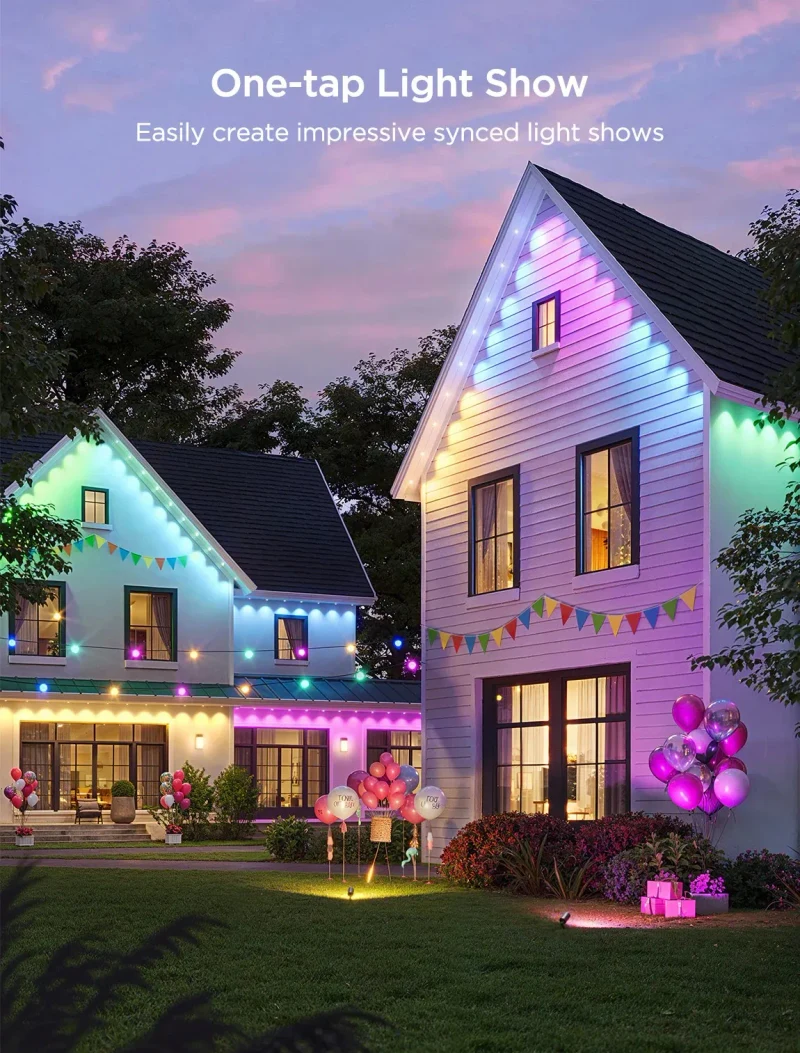 Lumini de exterior GOVEE RGBICW Permanent Outdoor Lights 2 30M, 72 Lights 8