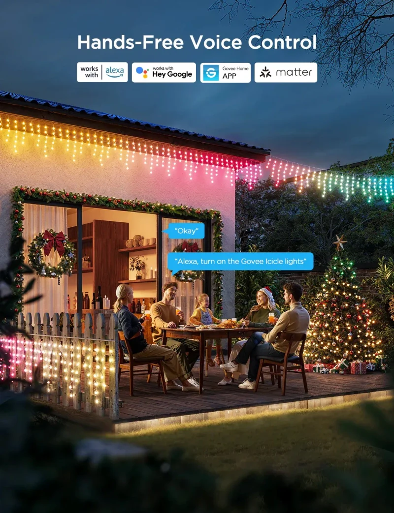 Luminite sub forma de turturi de exterior GOVEE RGBIC Icicle Ligths 10M 4