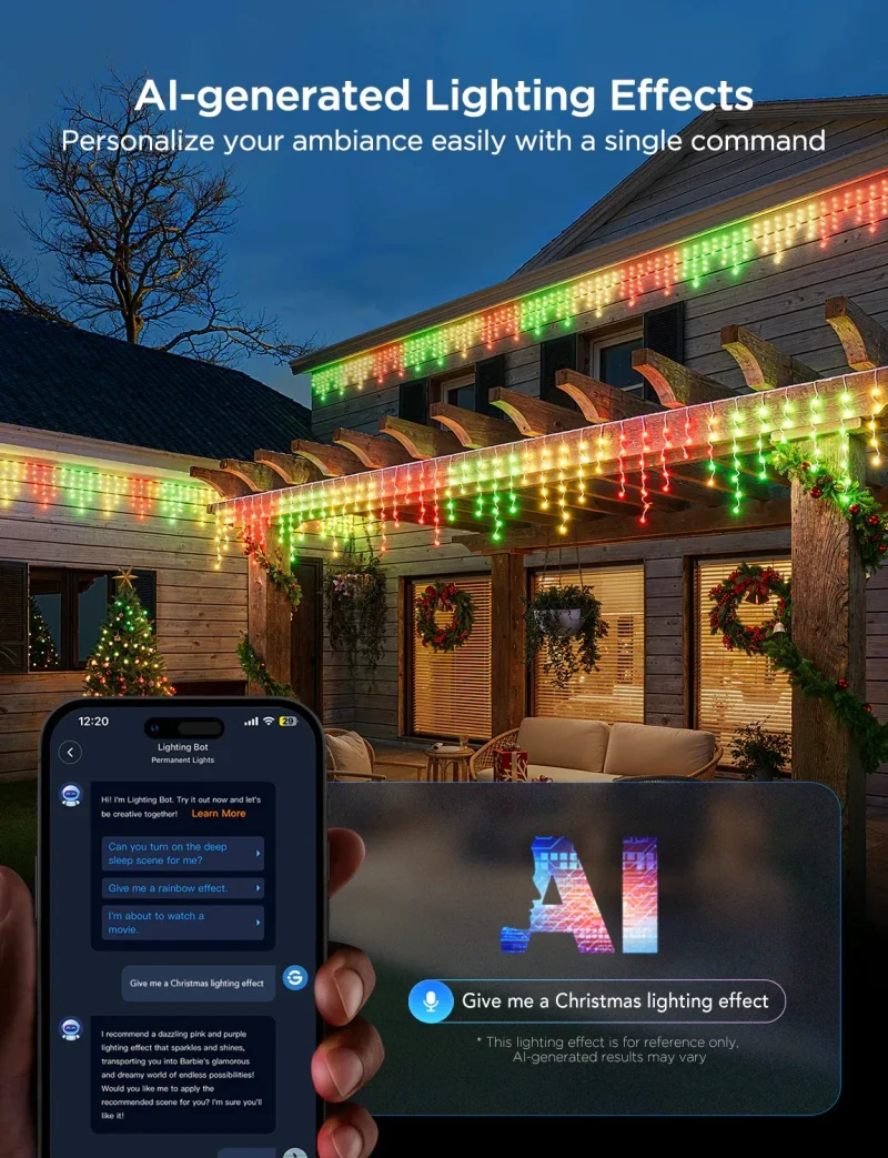 Luminite sub forma de turturi de exterior GOVEE RGBIC Icicle Ligths 10M 6
