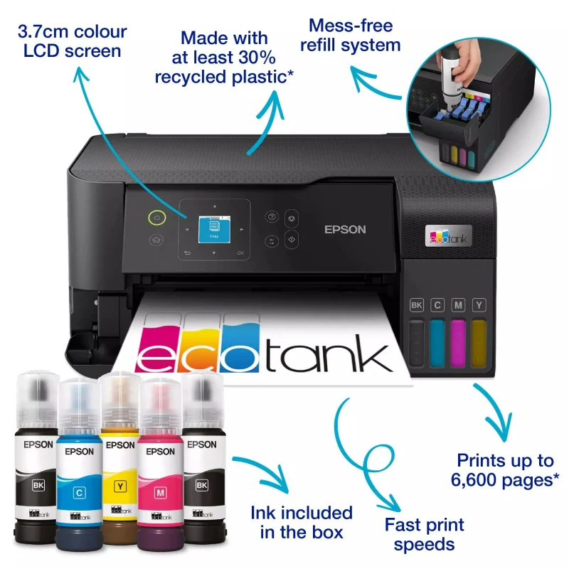 MFD cu CISS Epson EcoTank L3560 / A4 / Wi-Fi / Black 6