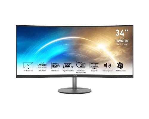 34.0” Monitor MSI PRO MP341CQ/ Curved/ 4K/ 21:9/ 1ms/ 100Hz/ Black
