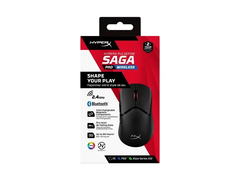 Mouse Gaming Wireless HYPERX Pulsefire Saga Pro, Black [A2PB2AA] 6