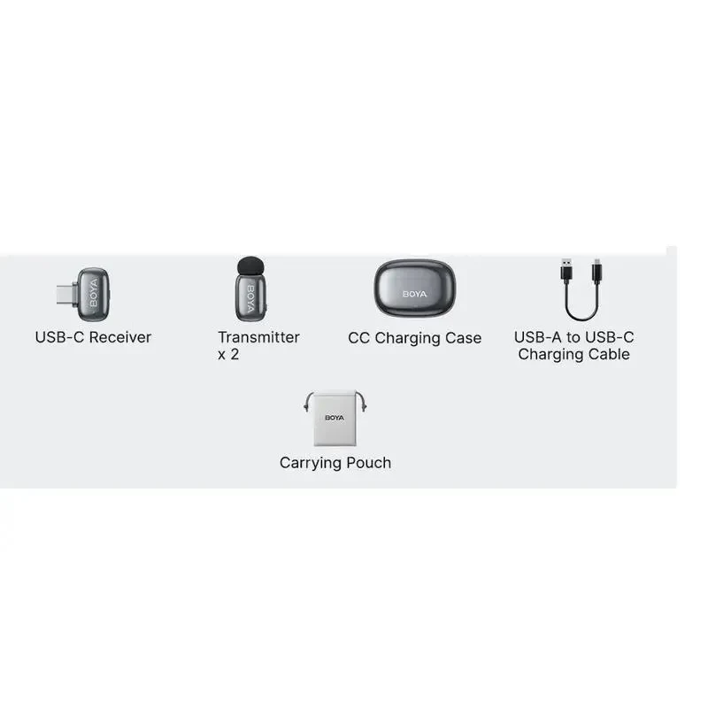 Portable Recording Microphone Boya Mini 2-02, Wireless, Silver 4