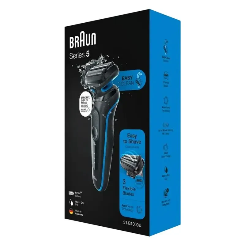 Men's Electric Shaver Braun 51-B1000s, Black | Blue 4