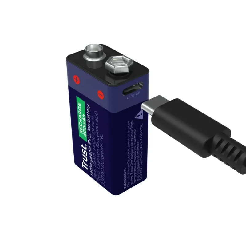 Trust Baterie de 9V, reincarcabila prin USB-C, 400mAh, 1 Pack 2