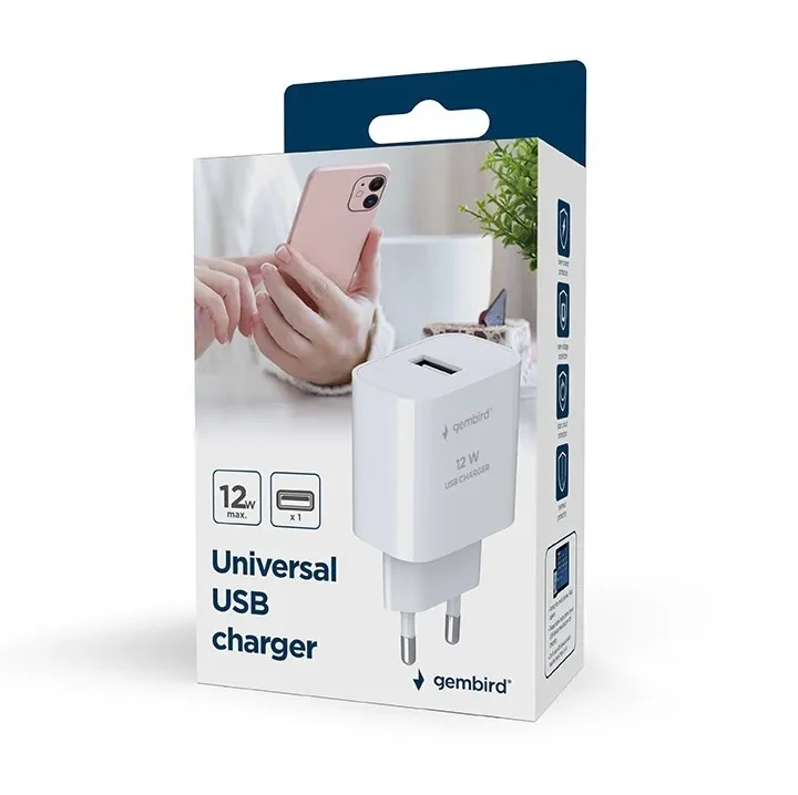 Incarcator USB universal Gembird TA-UC-1A12-01, 5 V / 2.4 A, White 5