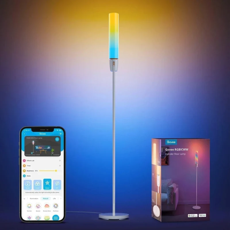 lampa de podea GOVEE RGBICW Cylinder Floor Lamp, Wi-Fi + BT, Multicolor + Extra White LEDs 2