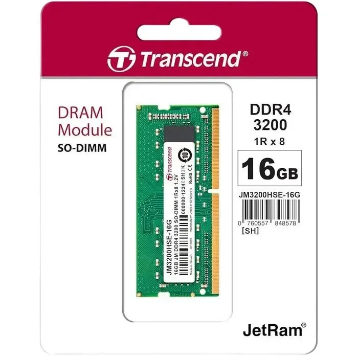 RAM Transcend JM3200HSE-16G, DDR4 SDRAM, 3200 MHz, 16GB 3
