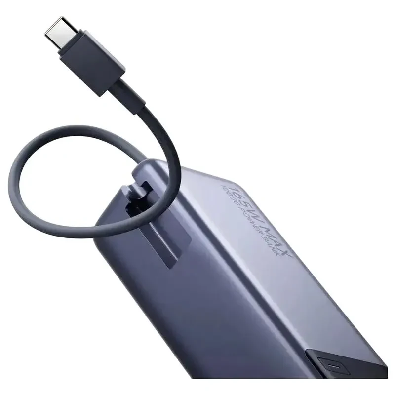 Power Bank, Xiaomi 10000 mah, (Integrated Cable) 165W, Gray, GL 5