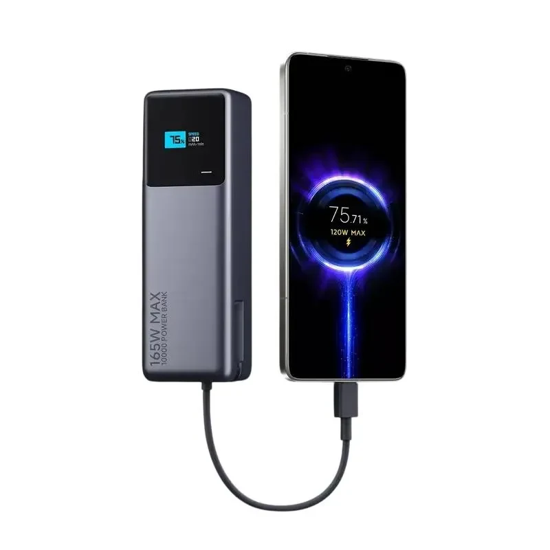 Power Bank, Xiaomi 10000 mah, (Integrated Cable) 165W, Gray, GL 9