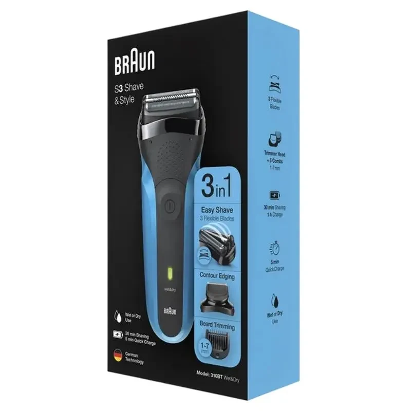Men's Electric Shaver Braun 310BT, Black | Blue 4