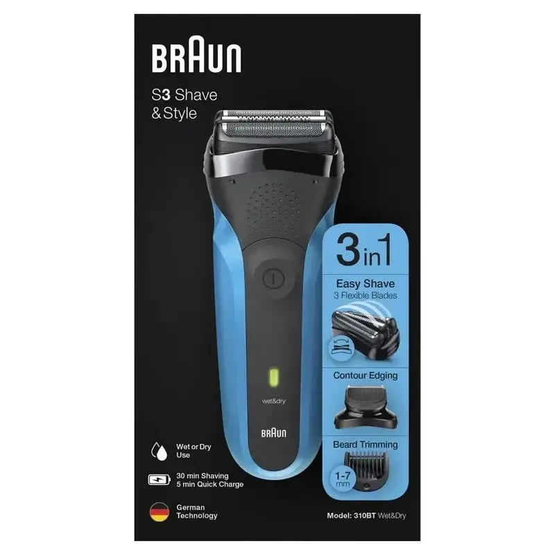 Men's Electric Shaver Braun 310BT, Black | Blue 7