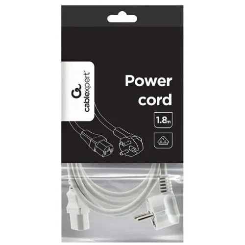 Power Cord Cablexpert PC-186W-VDE, 1.8 m, White