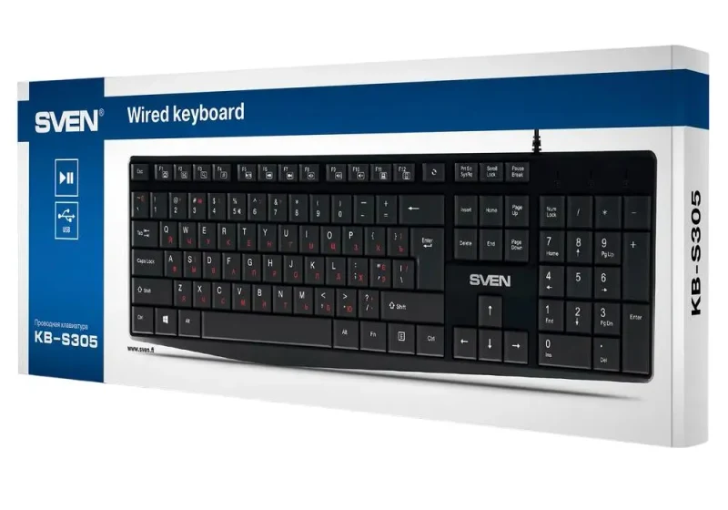 Keyboard SVEN KB-S305, Wired, Black 3