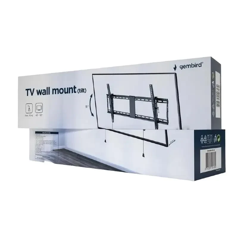 Full Motion Wall Mount Gembird WM-90T-01, Black 2
