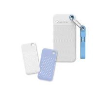 2TB SSD Portabil Verbatim Pocket, White with 2 Rubber Sleeves (White & Light Blue),1000 MB/s