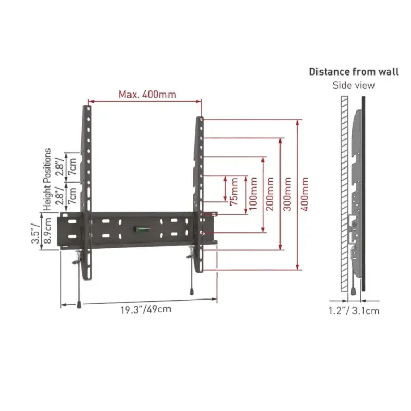 Fixed Wall Mount BARKAN E30, Black 2