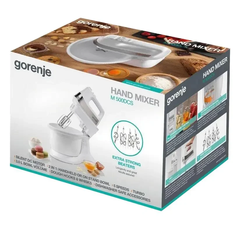 Stationary removable mixer Gorenje M500DCS, White | Silver 5