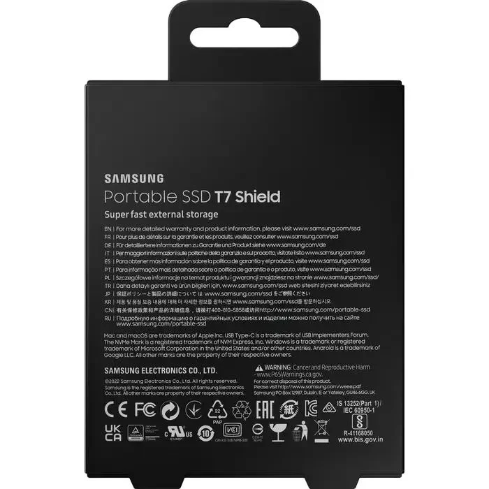External Portable SSD Samsung Portable SSD T7 Shield, 2 TB, Black (MU-PE2T0S/WW) 2