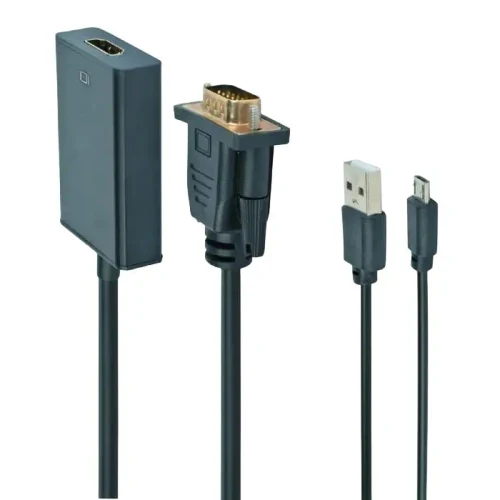 Video/Audio Convertor Cablexpert A-VGA-HDMI-01, VGA D-Sub + 3.5 mm Jack - HDMI (F), 0,15m, Black 
