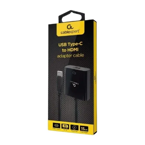 Video Cable Cablexpert A-CM-HDMIF-04, USB 3.1 Type-C (M) - HDMI (F), 0.15 m, Black