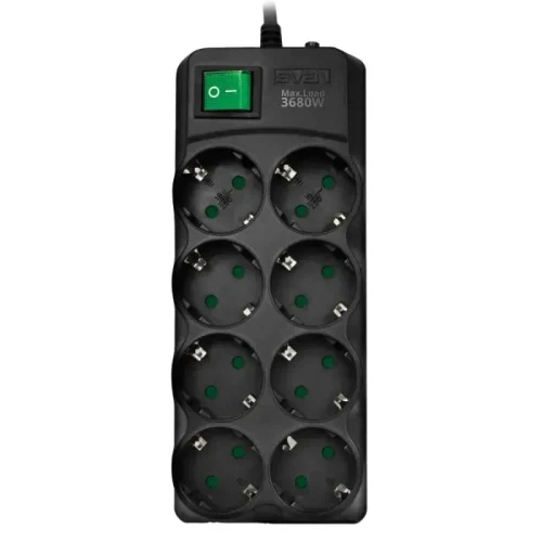 Power Strip SVEN SV-021610, 8 Outlets, 3m, Black