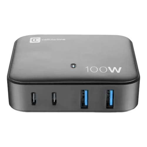 Wall Charger Cellularline Wall Charger GAN, 4 Ports, 100W, 100W, Black