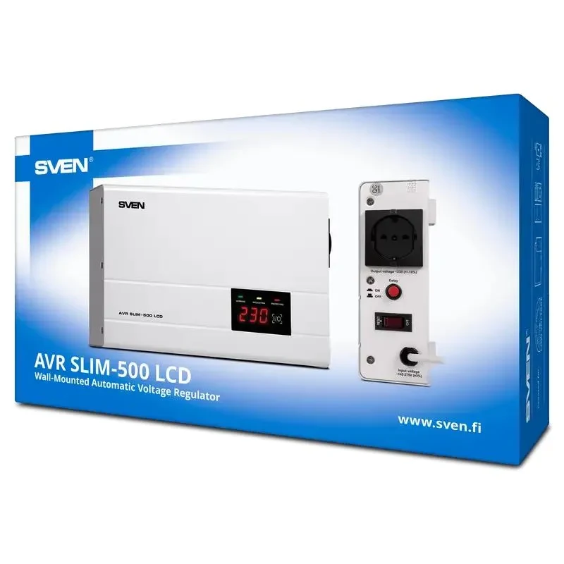 Automatic Voltage Regulator SVEN SLIM AVR-500 LCD, 500VA 3