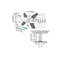 Full Motion Wall Mount BARKAN 3400LW, White 2