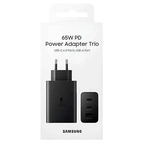 Wall Charger Samsung Trio Fast Travel Charger EP-T6530, 65W, Black