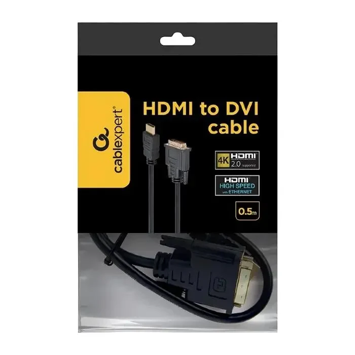 Video Cable Cablexpert CC-HDMI-DVI-0.5M, HDMI (M) - DVI-I (M), 0,5m, Black  2