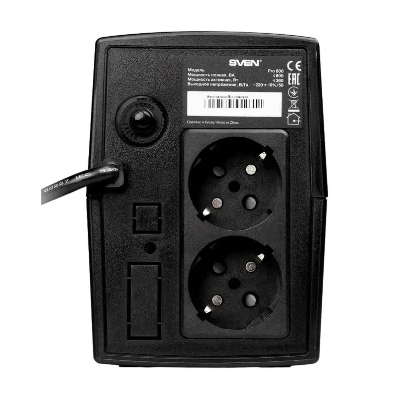 Uninterruptible Power Supply SVEN Pro  600, Line-interactive, 600VA, Tower 5