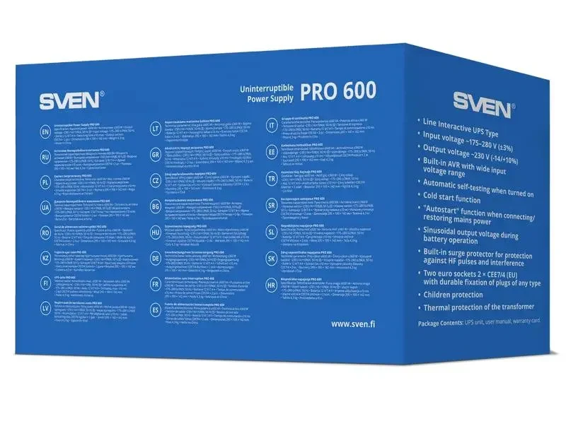 Uninterruptible Power Supply SVEN Pro  600, Line-interactive, 600VA, Tower 2