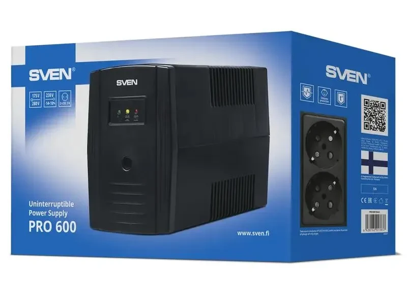 Uninterruptible Power Supply SVEN Pro  600, Line-interactive, 600VA, Tower 3